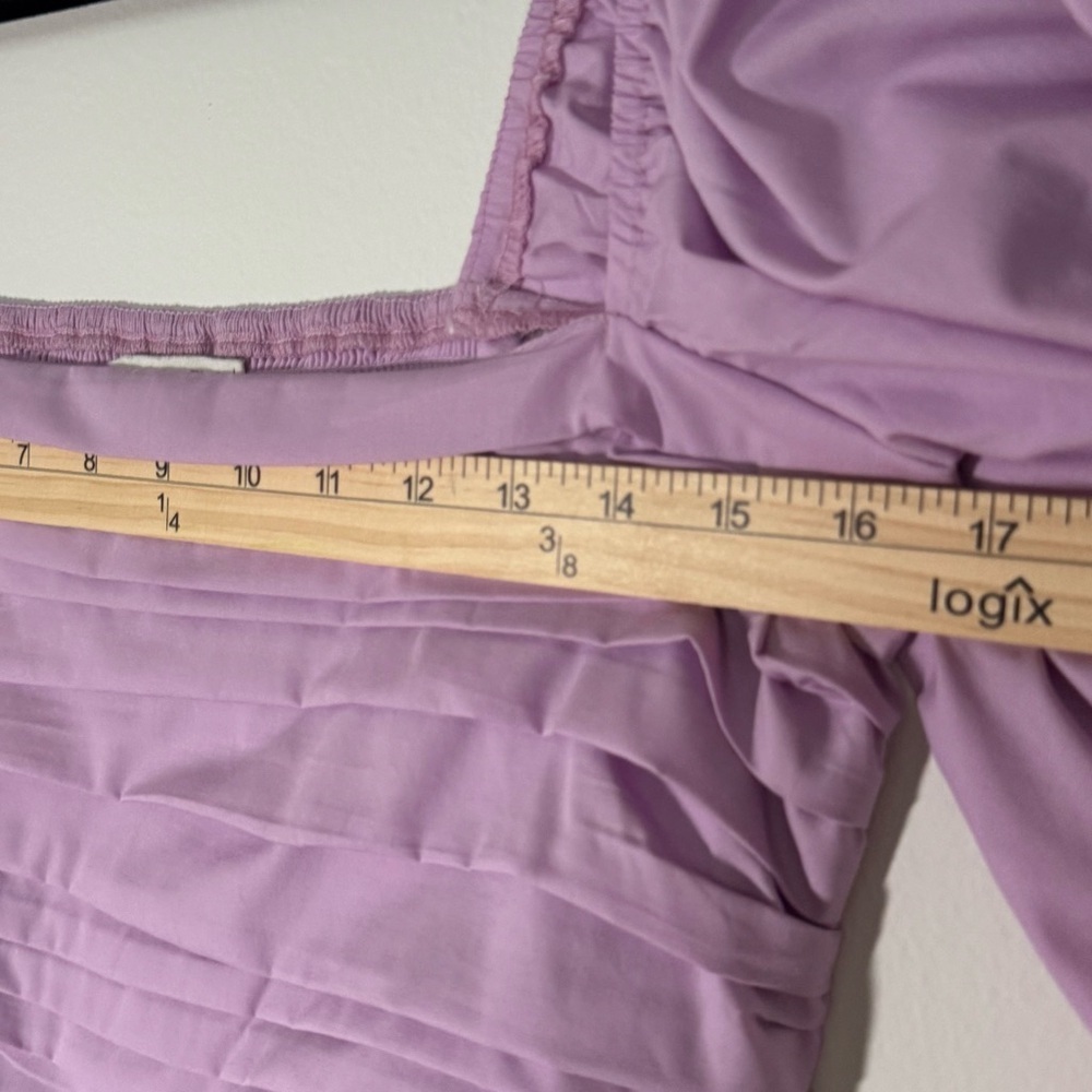 Abercrombie & Fitch Emerson Poplin Puff Sleeve Lavender Midi Dress Med Tall - Picture 8 of 13